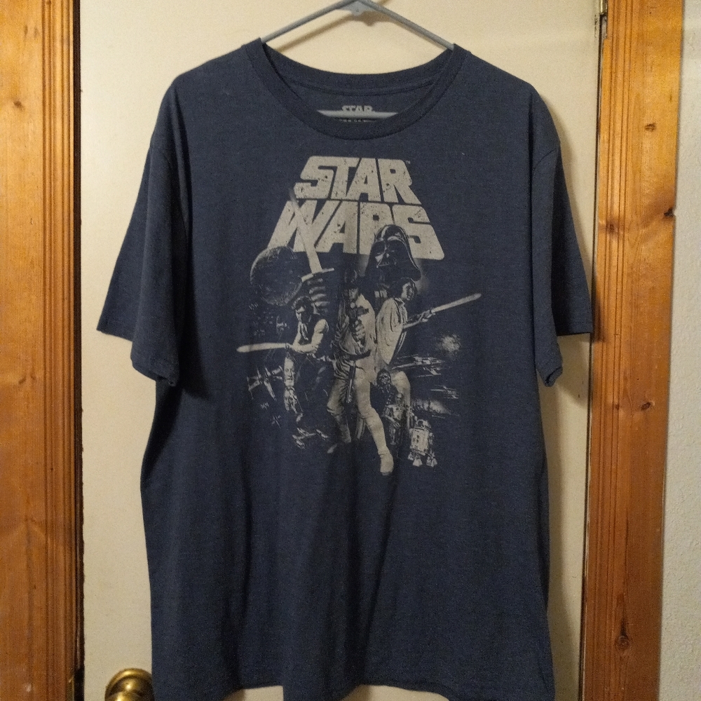 Star Wars men's T-shirt Xl blue Mad engine graphic print short sleeve Retro W110